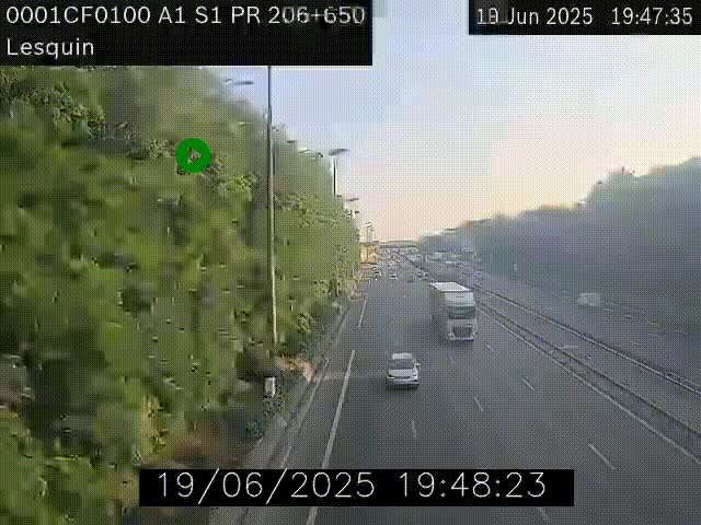 Webcam autoroute A1 à hauteur de Lesquin. Vue orientée vers Lille