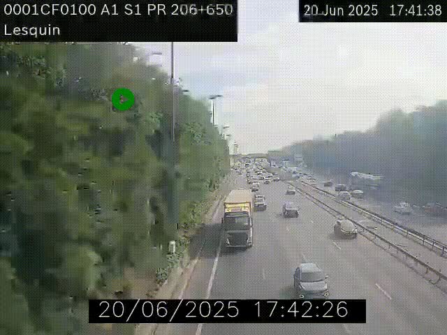 Webcam autoroute A1 à hauteur de Lesquin. Vue orientée vers Lille