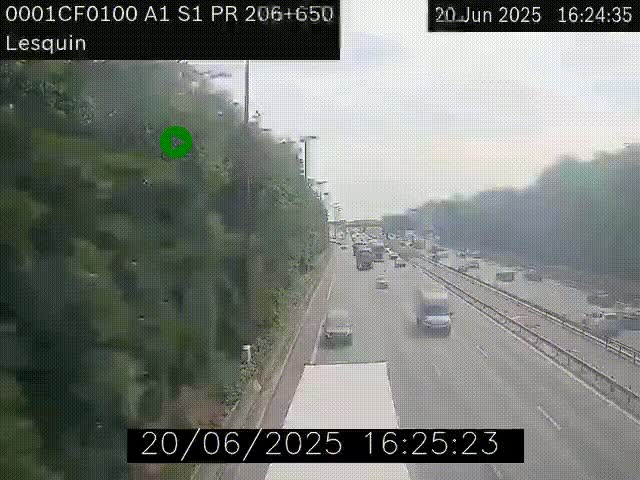 Webcam autoroute A1 à hauteur de Lesquin. Vue orientée vers Lille