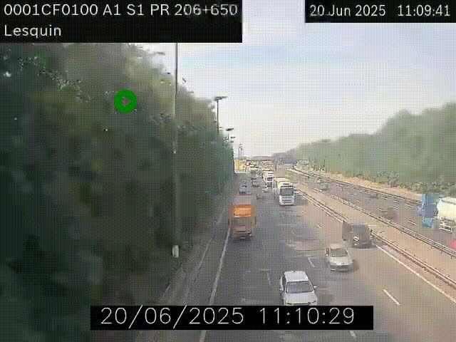 Webcam autoroute A1 à hauteur de Lesquin. Vue orientée vers Lille