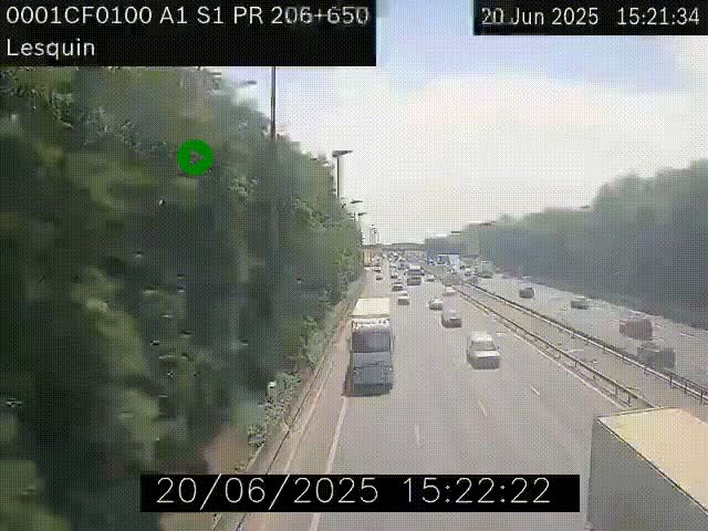 Webcam autoroute A1 à hauteur de Lesquin. Vue orientée vers Lille