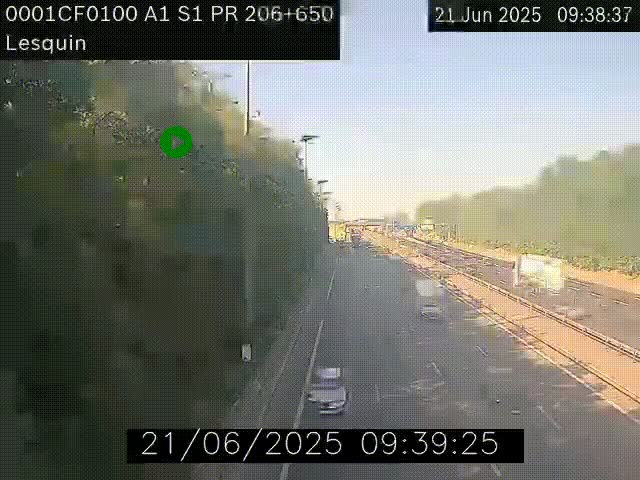 Webcam autoroute A1 à hauteur de Lesquin. Vue orientée vers Lille