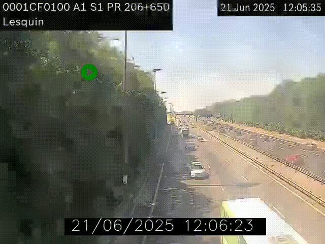 Webcam autoroute A1 à hauteur de Lesquin. Vue orientée vers Lille