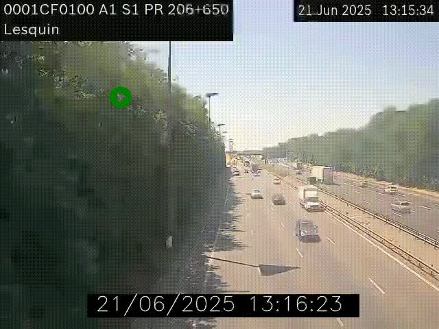 Webcam autoroute A1 à hauteur de Lesquin. Vue orientée vers Lille