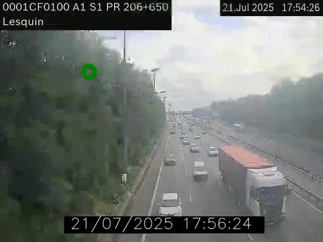 Webcam autoroute A1 à hauteur de Lesquin. Vue orientée vers Lille