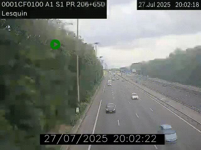 Webcam autoroute A1 à hauteur de Lesquin. Vue orientée vers Lille