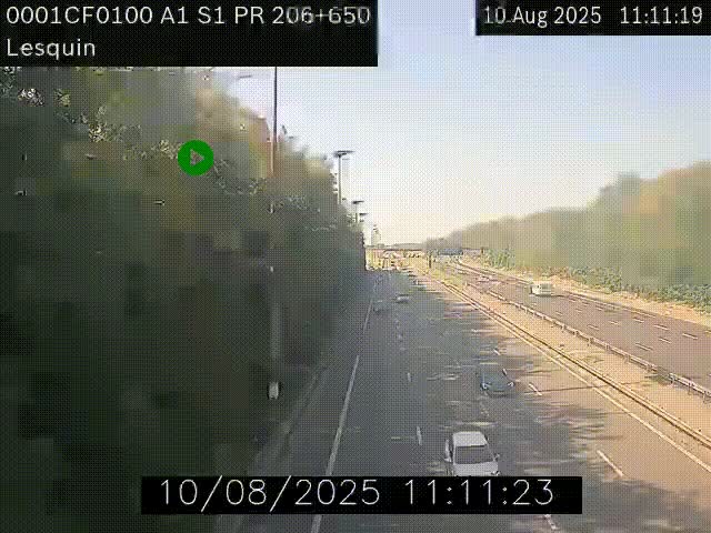 Webcam autoroute A1 à hauteur de Lesquin. Vue orientée vers Lille