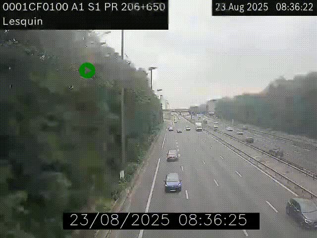 Webcam autoroute A1 à hauteur de Lesquin. Vue orientée vers Lille