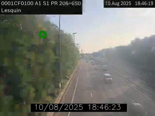 Webcam autoroute A1 à hauteur de Lesquin. Vue orientée vers Lille