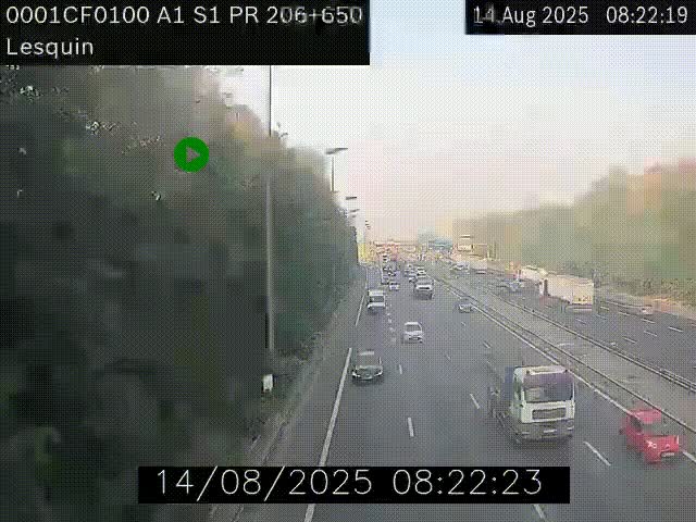 Webcam autoroute A1 à hauteur de Lesquin. Vue orientée vers Lille