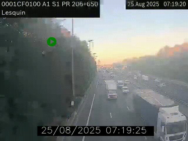 Webcam autoroute A1 à hauteur de Lesquin. Vue orientée vers Lille