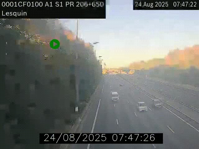 Webcam autoroute A1 à hauteur de Lesquin. Vue orientée vers Lille