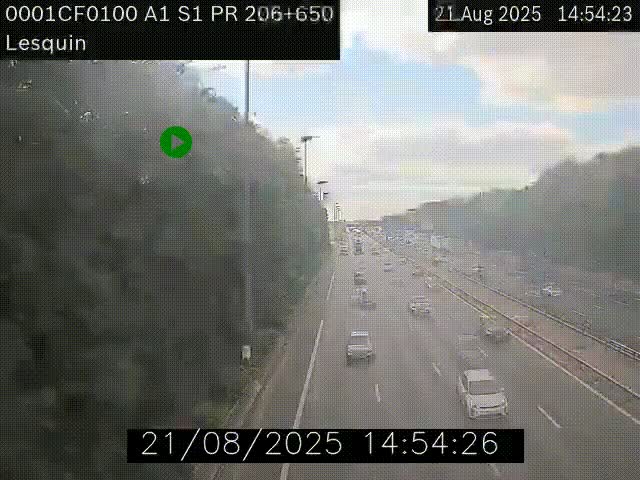 Webcam autoroute A1 à hauteur de Lesquin. Vue orientée vers Lille