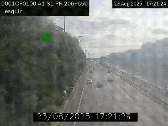 Webcam autoroute A1 à hauteur de Lesquin. Vue orientée vers Lille