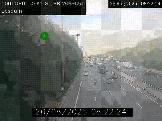 Webcam autoroute A1 à hauteur de Lesquin. Vue orientée vers Lille