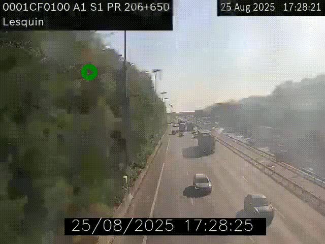 Webcam autoroute A1 à hauteur de Lesquin. Vue orientée vers Lille