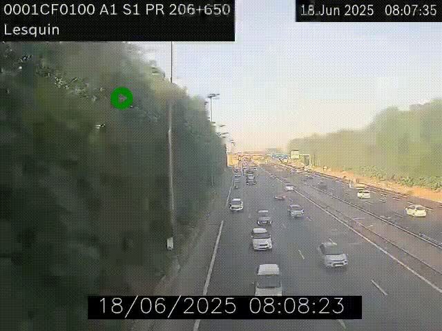 <h2>Webcam autoroute A1 à hauteur de Lesquin. Vue orientée vers Lille</h2>