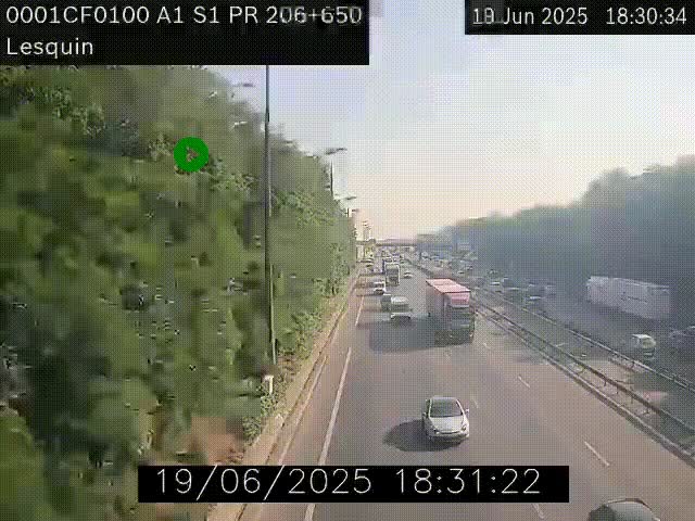 Webcam autoroute A1 à hauteur de Lesquin. Vue orientée vers Lille