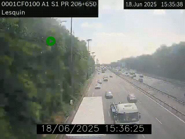 <h2>Webcam autoroute A1 à hauteur de Lesquin. Vue orientée vers Lille</h2>