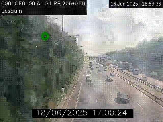 <h2>Webcam autoroute A1 à hauteur de Lesquin. Vue orientée vers Lille</h2>