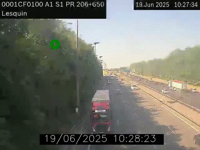 <h2>Webcam autoroute A1 à hauteur de Lesquin. Vue orientée vers Lille</h2>