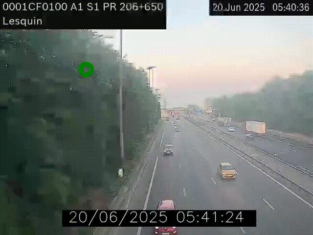 <h2>Webcam autoroute A1 à hauteur de Lesquin. Vue orientée vers Lille</h2>