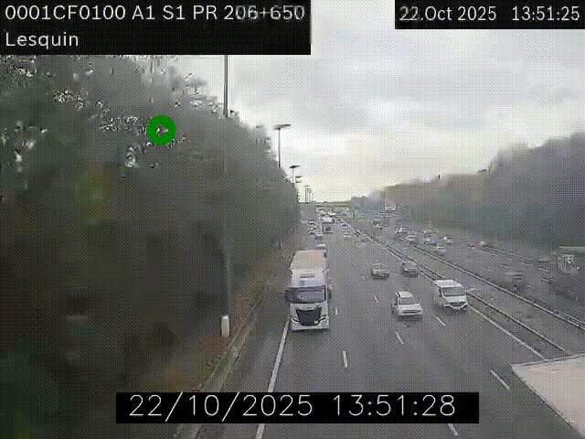 <h2>Webcam autoroute A1 à hauteur de Lesquin. Vue orientée vers Lille</h2>