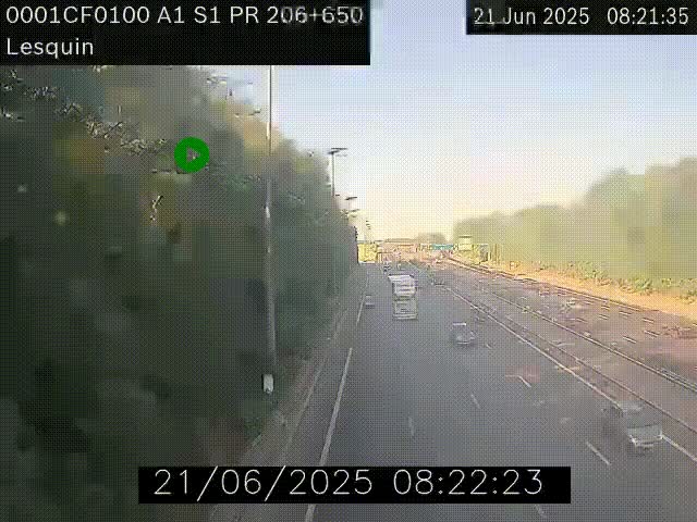 <h2>Webcam autoroute A1 à hauteur de Lesquin. Vue orientée vers Lille</h2>