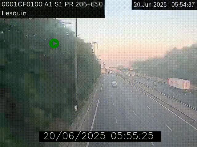 <h2>Webcam autoroute A1 à hauteur de Lesquin. Vue orientée vers Lille</h2>