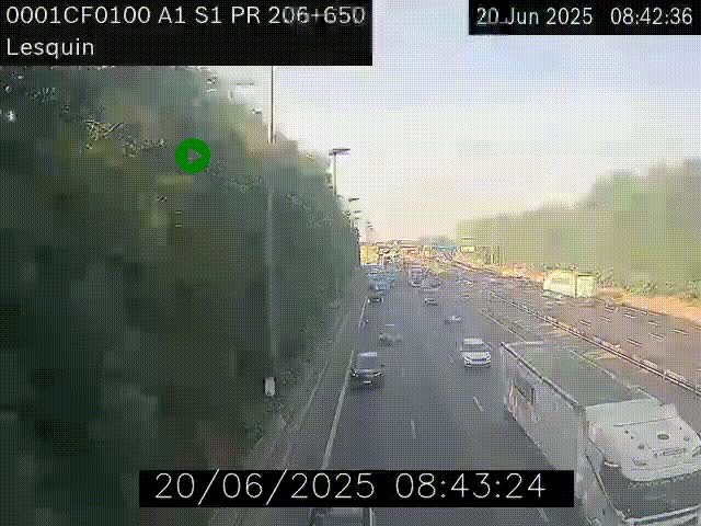 <h2>Webcam autoroute A1 à hauteur de Lesquin. Vue orientée vers Lille</h2>