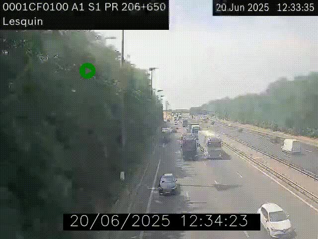 <h2>Webcam autoroute A1 à hauteur de Lesquin. Vue orientée vers Lille</h2>