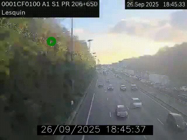<h2>Webcam autoroute A1 à hauteur de Lesquin. Vue orientée vers Lille</h2>