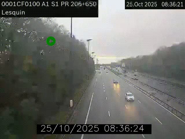<h2>Webcam autoroute A1 à hauteur de Lesquin. Vue orientée vers Lille</h2>