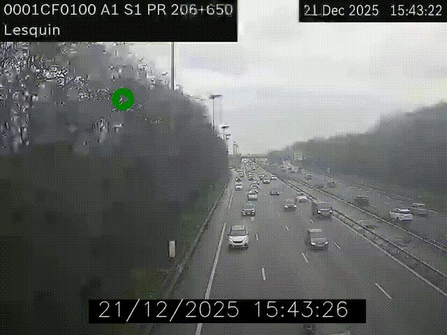 <h2>Webcam autoroute A1 à hauteur de Lesquin. Vue orientée vers Lille</h2>