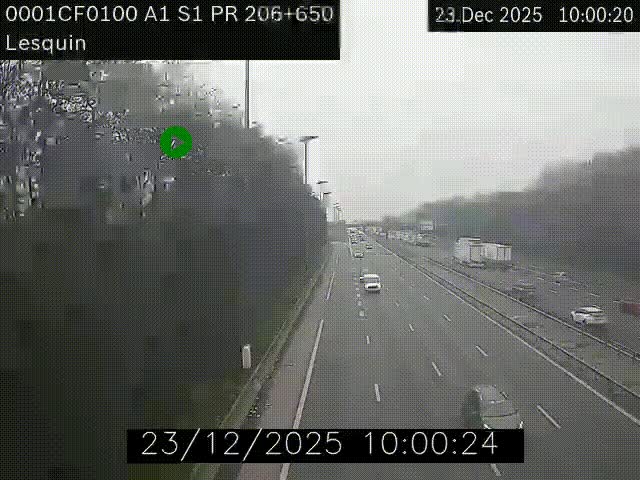 <h2>Webcam autoroute A1 à hauteur de Lesquin. Vue orientée vers Lille</h2>