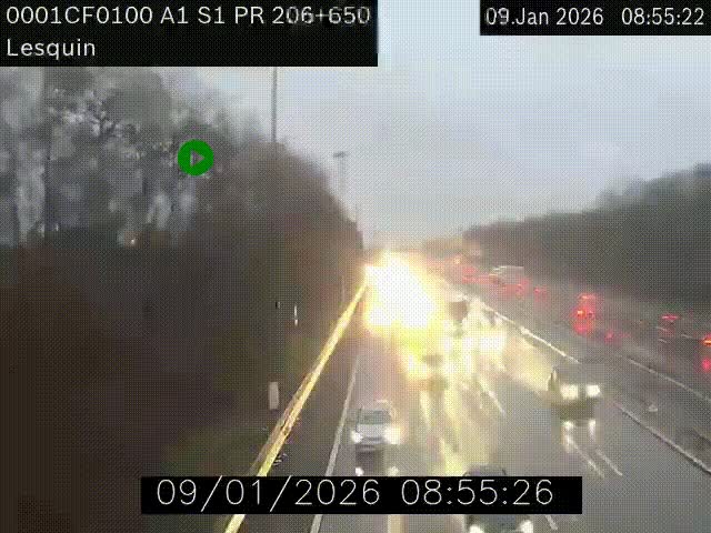 <h2>Webcam autoroute A1 à hauteur de Lesquin. Vue orientée vers Lille</h2>