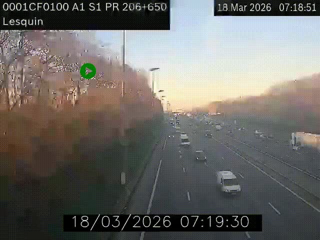 Webcam autoroute A1 à hauteur de Lesquin. Vue orientée vers Lille