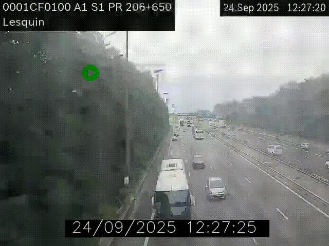 <h2>Webcam autoroute A1 à hauteur de Lesquin. Vue orientée vers Lille</h2>