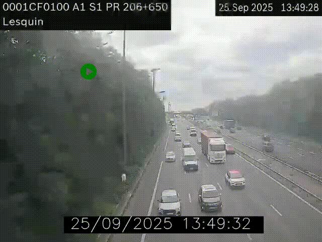 <h2>Webcam autoroute A1 à hauteur de Lesquin. Vue orientée vers Lille</h2>