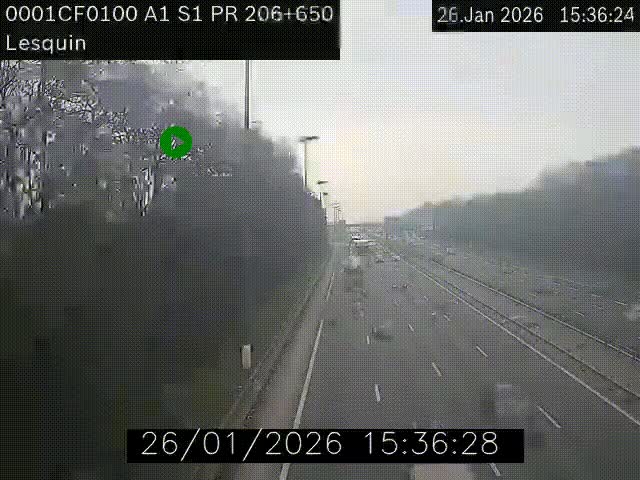 Webcam autoroute A1 à hauteur de Lesquin. Vue orientée vers Lille