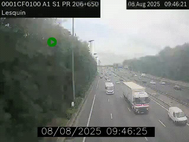 <h2>Webcam autoroute A1 à hauteur de Lesquin. Vue orientée vers Lille</h2>