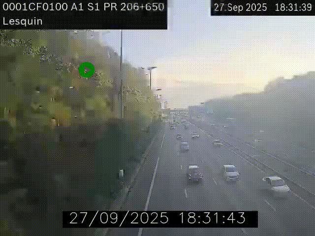 <h2>Webcam autoroute A1 à hauteur de Lesquin. Vue orientée vers Lille</h2>
