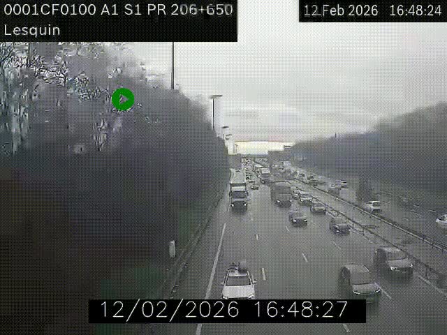 <h2>Webcam autoroute A1 à hauteur de Lesquin. Vue orientée vers Lille</h2>