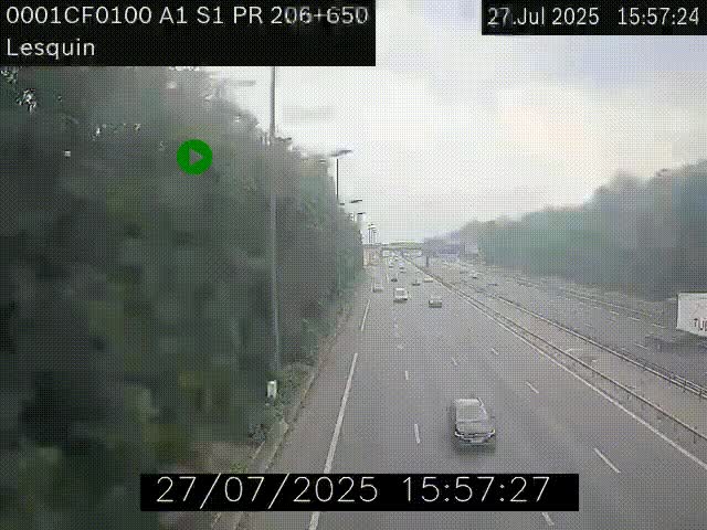 <h2>Webcam autoroute A1 à hauteur de Lesquin. Vue orientée vers Lille</h2>