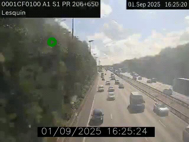 <h2>Webcam autoroute A1 à hauteur de Lesquin. Vue orientée vers Lille</h2>