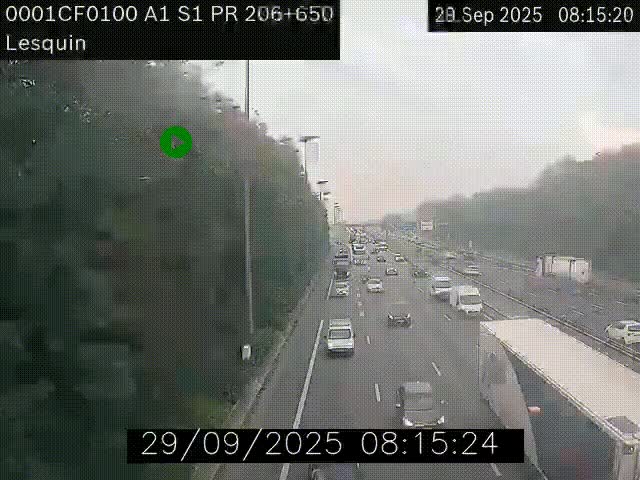 <h2>Webcam autoroute A1 à hauteur de Lesquin. Vue orientée vers Lille</h2>