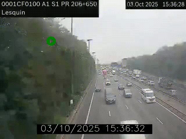 <h2>Webcam autoroute A1 à hauteur de Lesquin. Vue orientée vers Lille</h2>