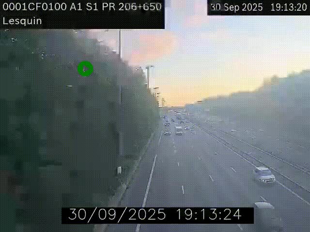 <h2>Webcam autoroute A1 à hauteur de Lesquin. Vue orientée vers Lille</h2>