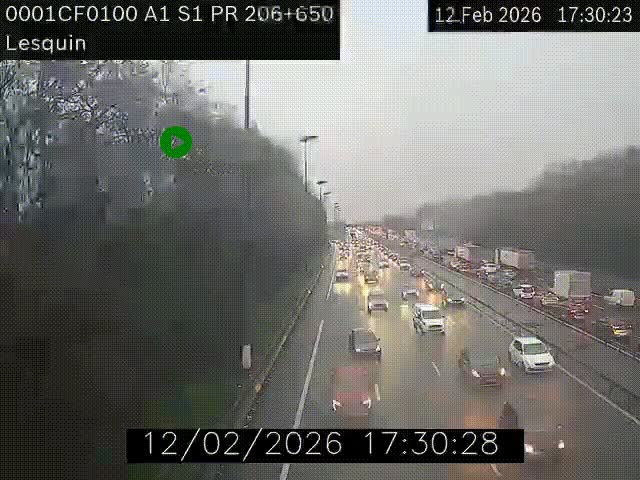 <h2>Webcam autoroute A1 à hauteur de Lesquin. Vue orientée vers Lille</h2>