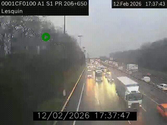 <h2>Webcam autoroute A1 à hauteur de Lesquin. Vue orientée vers Lille</h2>